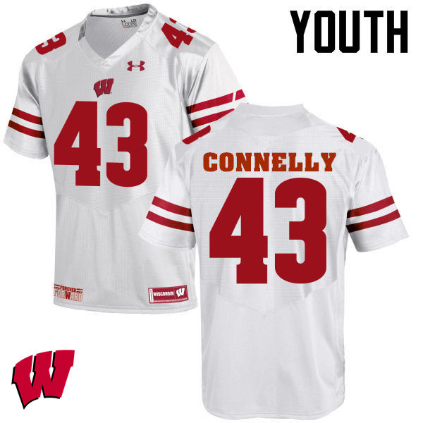 Wisconsin Badgers Youth #43 Ryan Connelly NCAA Under Armour Authentic White College Stitched Football Jersey PA40I55UG